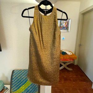 Alice + Olivia Harrison Flared Dress in Gold (Sz 4)
